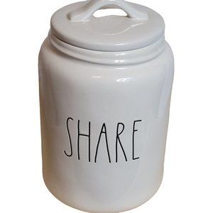 Rae Dunn Share Canister White Ceramic Artisan Collection 10 Inches Tall